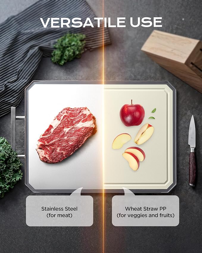 EXTRA LARGE Cutting Board, Double Sided Stainless Steel Cutting Boards Set - Image 3