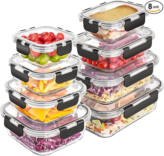 Liuruiyu 8 Pack Glass Food Storage Containers by Liuruiyu