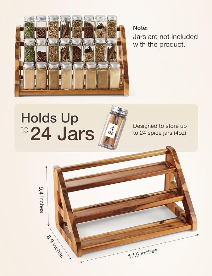 Tinamo Acacia Wood Spice Rack for Countertop - Image 3