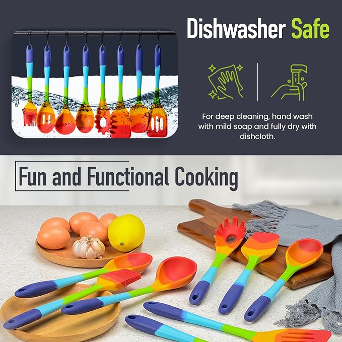 11-Piece Rainbow Silicone Spatula Bundle - Image 7