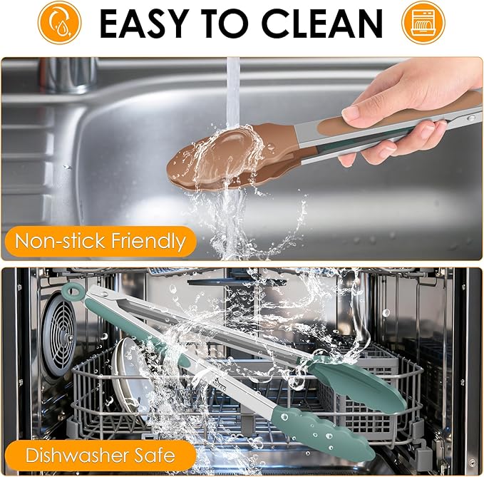 HOTEC Premium Stainless Steel Locking Kitchen Tongs - Image 5