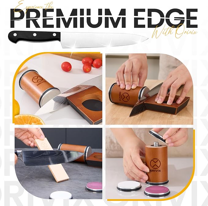 Rolling Knife Sharpener Kit – Magnetic 4-Angle Base, 3.86 Inches Longer Wooden - Image 7