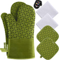 KEGOUU Oven Mitts and Pot Holders 6pcs Set, Kitchen Oven Glove High Heat by KEGOUUOvenMitt