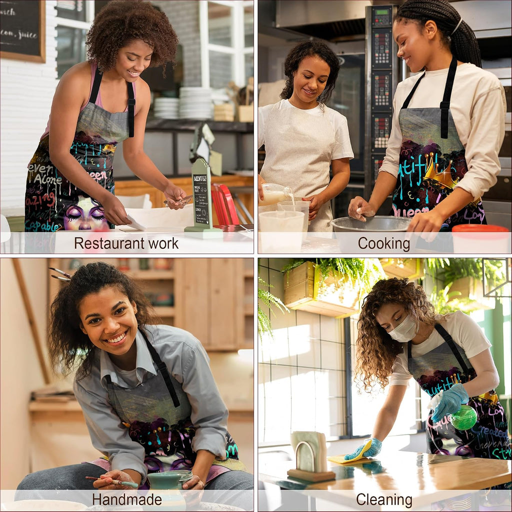 Aprons For Women With Pockets African Art Apron Black Girl Kitchen