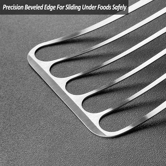 2 Pack Fish Spatula Turner, Stainless Steel Slotted Spatulas - Image 3