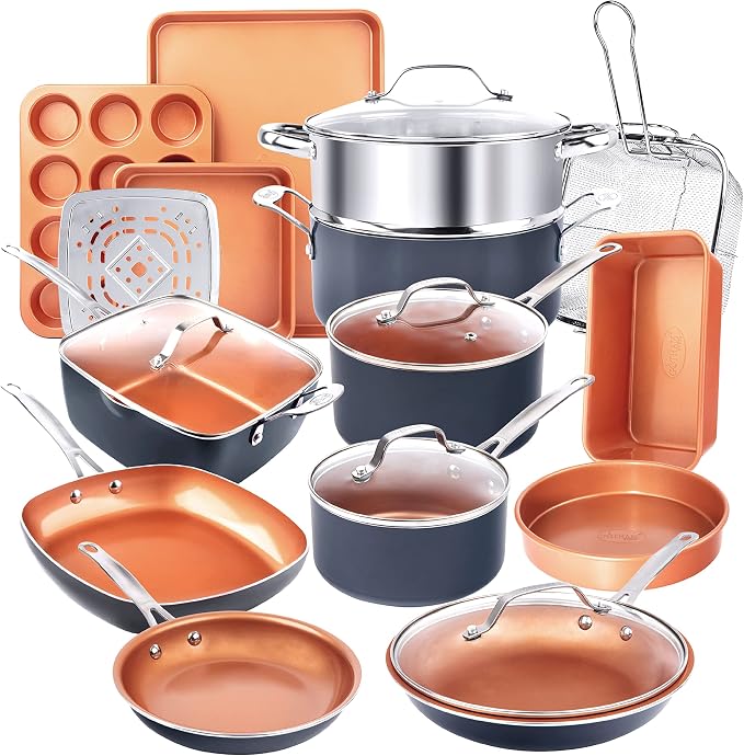 Gotham Steel True 20 Pc Ceramic Cookware Set Nonstick, Ceramic Pots and Pans by GothamSteel