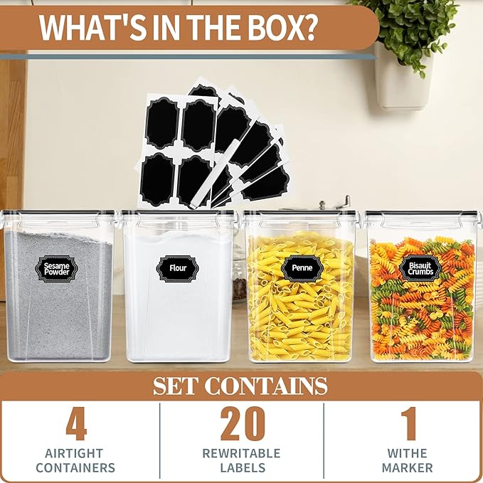 PRAKI Large Airtight Food Storage Containers 5.2L / 195oz, Baking Supplies - Image 3