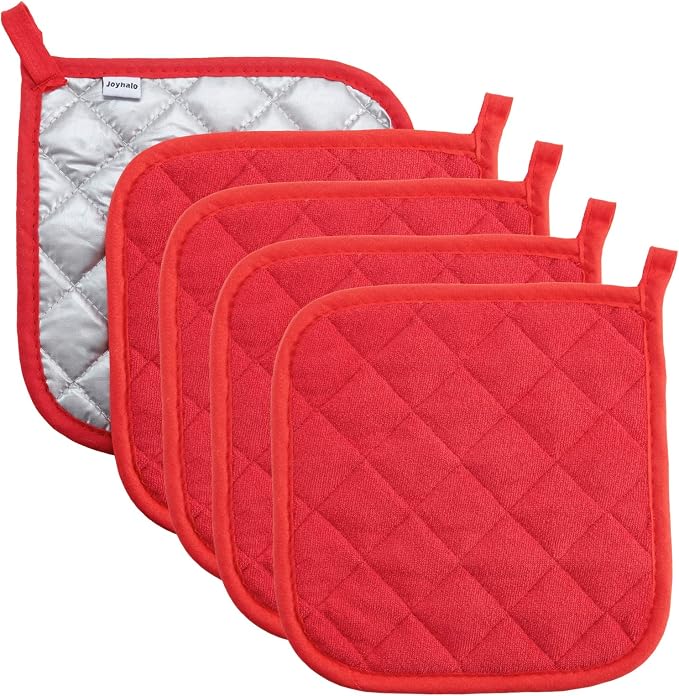 Pot Holders Cotton Made Machine Washable Heat Resistant Potholder, Pot Holder by Joyhalo