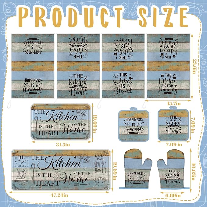 Fourluoo 10 Pcs Farmhouse Kitchen Decor and Accessories Set 4 Kitchen Towels 2 - Image 3