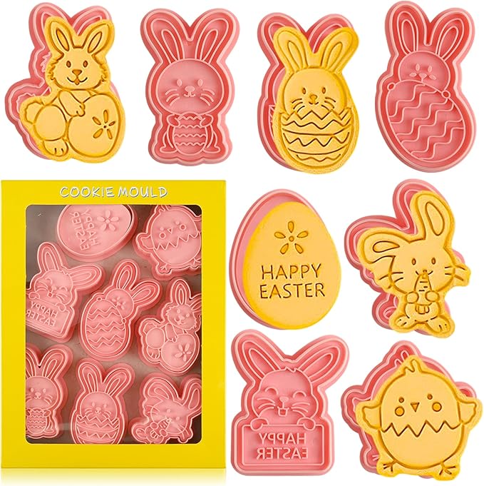Easter Cookie Cutters Set, 3D Cookie Stamps by Sakolla