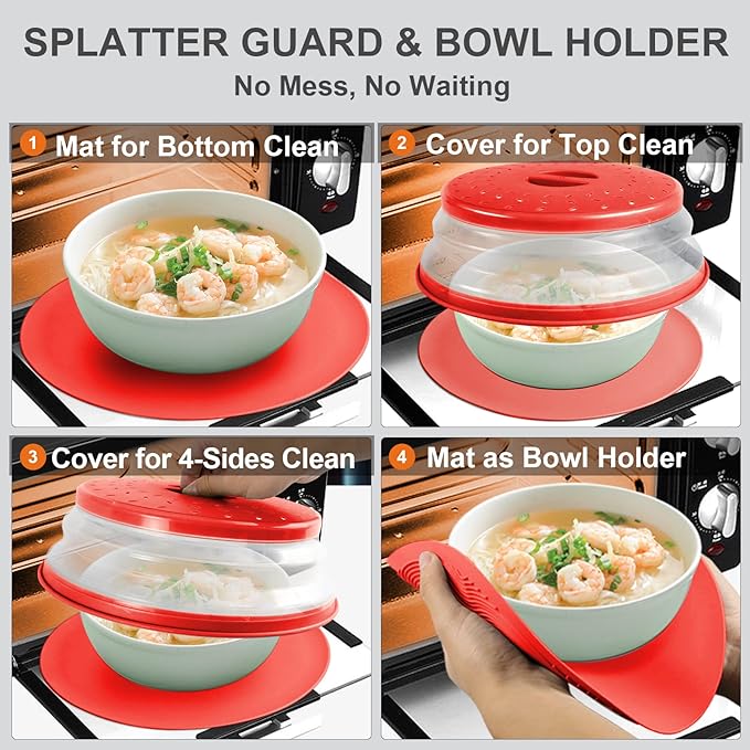 2 in 1, Aidacom Microwave Splatter Cover - Image 2