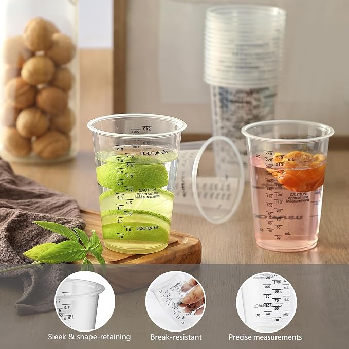 20pcs 8oz Graduated Clear Plastic Measuring Mixing Cups - Image 3