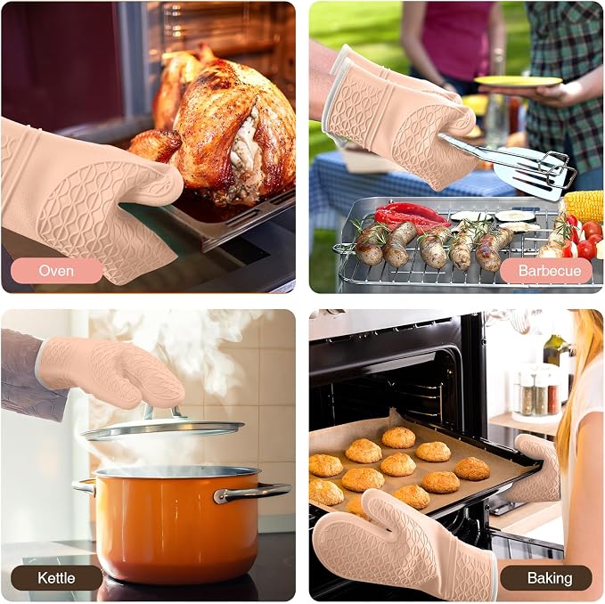 Silicone Oven Mitts, Heat Resistant 2PCS Oven Mitts - Image 6