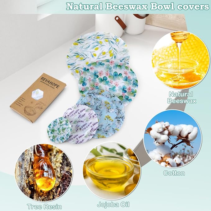 5-Size Reusable Beeswax Bowl Covers - Image 3