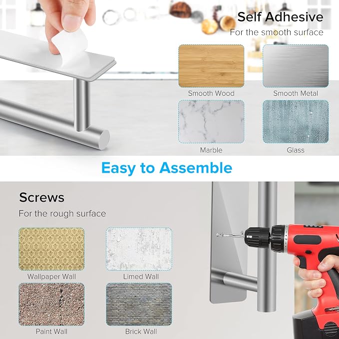 2nd Gen Paper Towel Holder Under Cabinet No Drilling, Self Adhesive or Drilling - Image 4