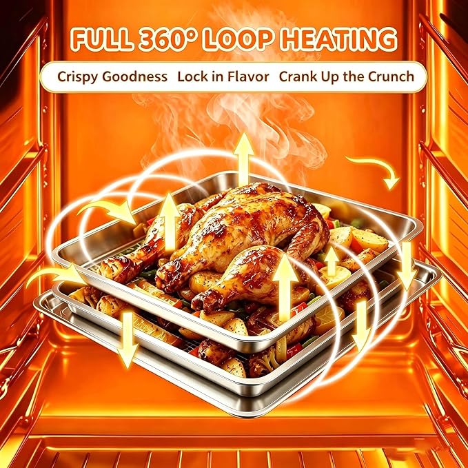 Baking Pan Stainless Steel Set of 2, 12.4"x11" Air Fryer Pan Replacement Tray - Image 4