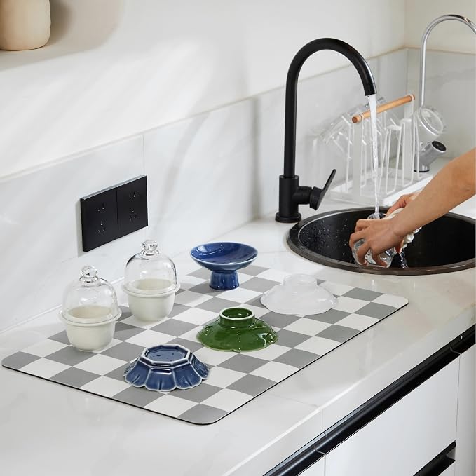 Ohocut Checkered Dish Drying Mat - Image 2