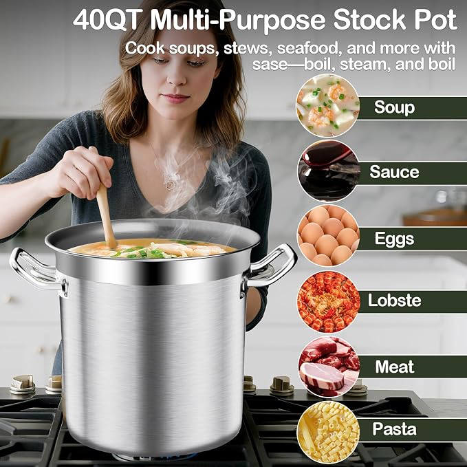 Stockpots-40QT Large Stock Pot Stainless Steel Stockpot - Image 2