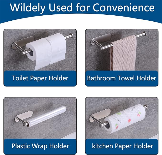 Paper Towel Holder with 2 Hooks-Under Cabinet Paper Towel Holder - Image 4