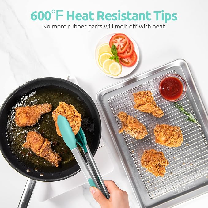 600ºF Heat Resistant Kitchen Tongs: U-Taste 12 in Large Silicone Cooking Tong - Image 3