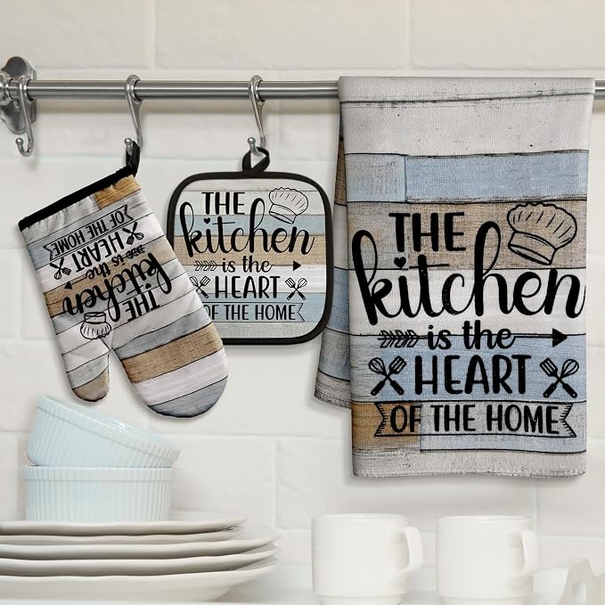 Sratte 6 Pcs Kitchen Decor Accessories Set Farmhouse Towels Pot Holders Oven - Image 7