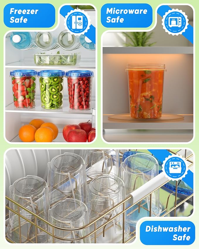 BiuLeon 6 Pack-34oz Freezer Storage Containers, Plastic Food Storage Containers - Image 4