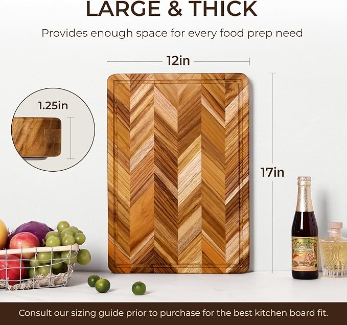 Teak Wood Cutting Board for Kitchen Large End Grain Heavy Duty Checkered Wooden - Image 3