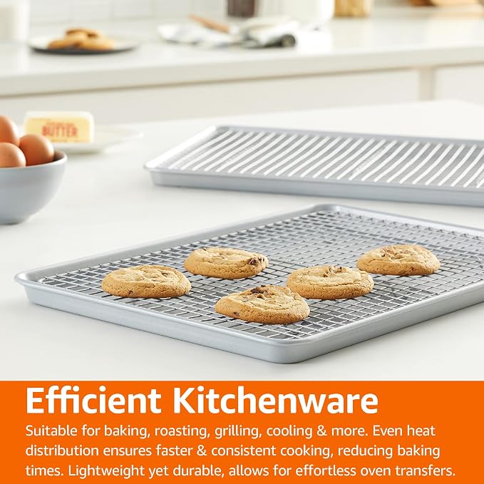 Amazon Basics Ceramic Nonstick Baking Sheets & Cooling Rack Set, Dishwasher Safe - Image 8