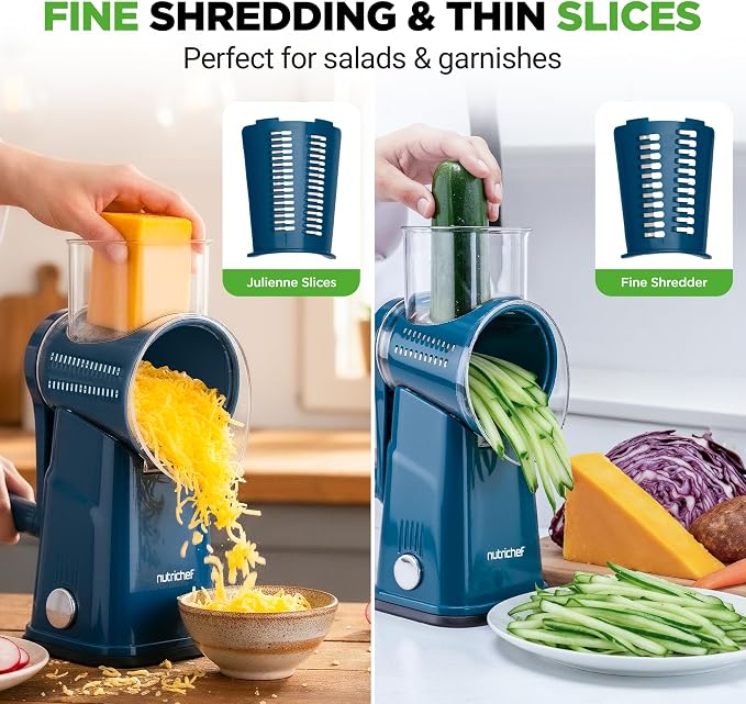NutriChef 5 in 1 Cheese Grater & Shredder | 5 Different Blades - Image 4
