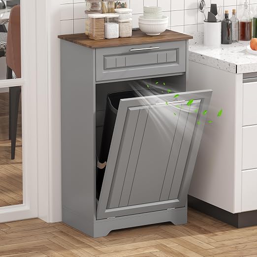 Single 10 Gallon Tilt Out Trash Can Cabinet by JMHDYG