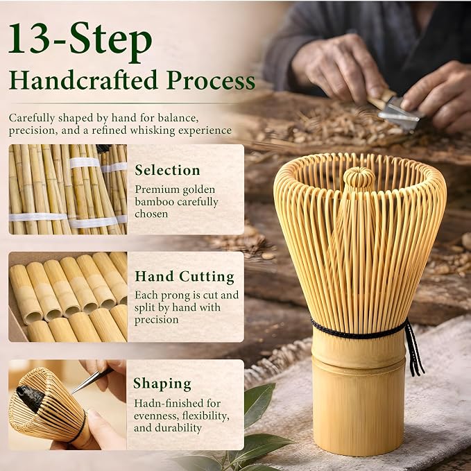 Matcha Whisk - Bamboo 100 Prong Handcrafted Natural Whisk - Image 3
