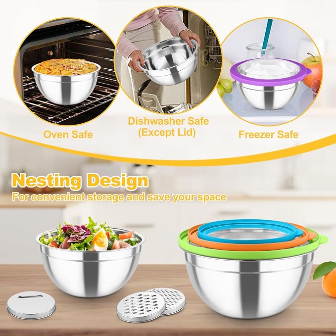 TeamFar Mixing Bowls, Stainless Steel Salad Serving Bowl - Image 5