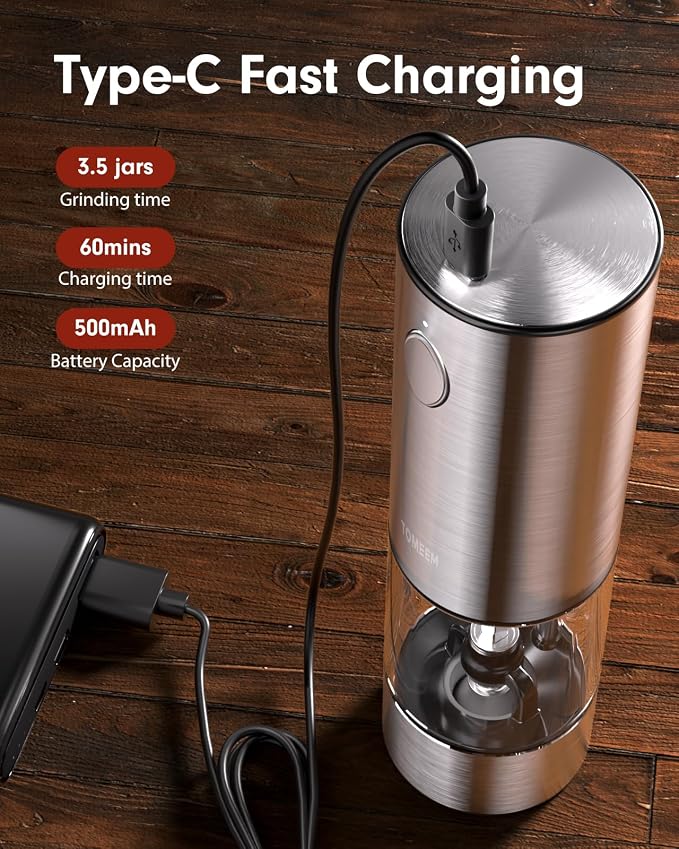 TOMEEM Upgraded Larger Capacity Electric Salt and Pepper Grinder Set - Image 3