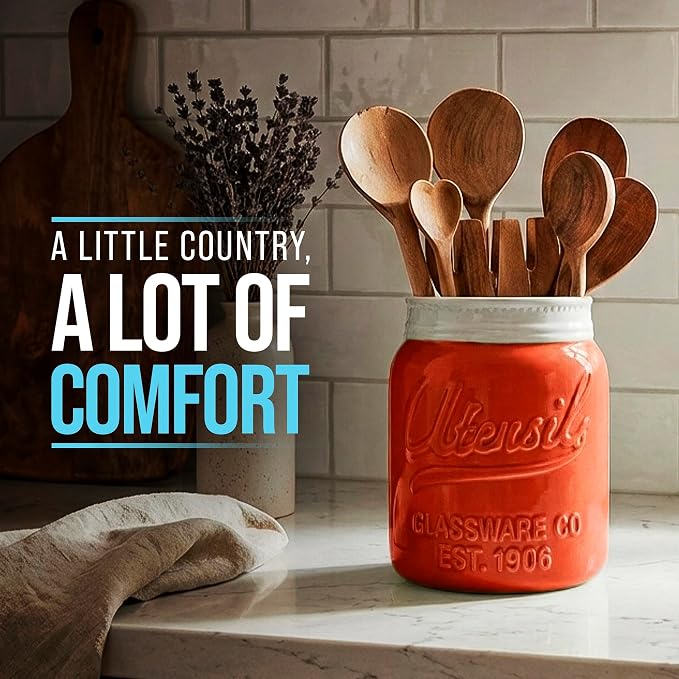 Comfify Wide Mouth Mason Jar Utensil Holder Decorative Kitchenware Organizer - Image 8