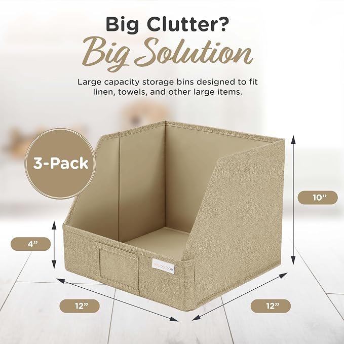 VIVIDECOR Open Front Storage Cubes 12x12x10 – Trapezoid Closet Shelf Bins - Image 4