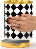 STYLED SETTINGS Black & White Checkered Utensil Holder Set – Large Ceramic by STYLEDSETTINGS