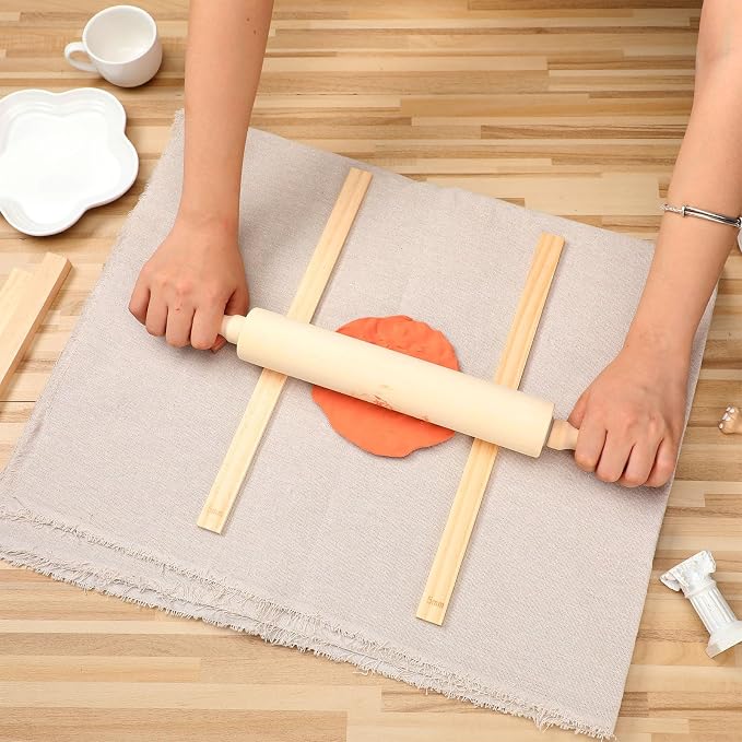 Newtay 12 Pcs Pottery Tools Include 1 Wood Rolling Pin Sculpting Polymer Clay - Image 4