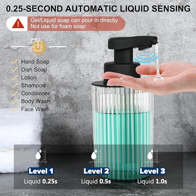 Automatic Soap Dispenser Liquid Touchless: 9oz Black Plastic - Image 3