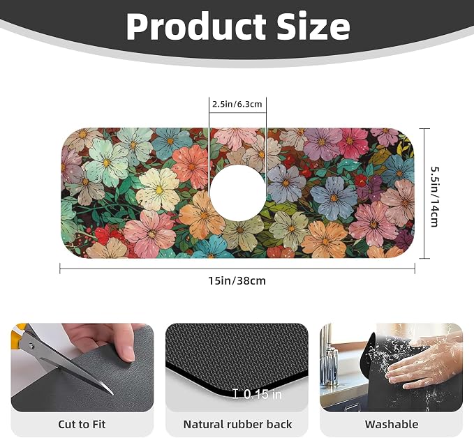 Colorful Wildflowers Dish Drying Mat - Image 3