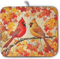 Fall Dish Drying Mats for Kitchen Counter Maple Leaf Cardinal Birds Dish by Kwlegh