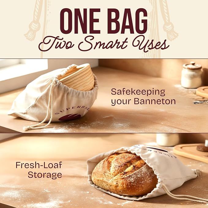 Superbaking 2 pcs Banneton Bread Proofing Basket, Sourdough Starter Kit - Image 4