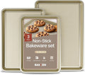 Diamond Bottom Cookie Sheet Set of 3, Nonstick Gold Carbon Steel Baking Pans by Unknown