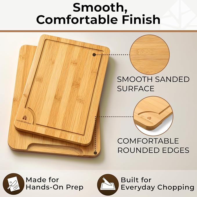 Set of 3 Bamboo Cutting Boards for Kitchen - Image 5
