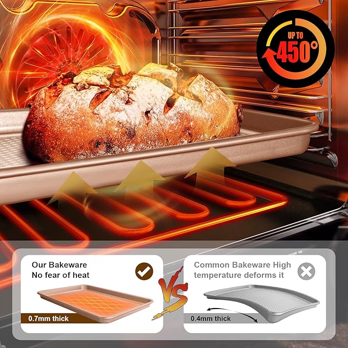 Wildone 2 Pack Half Sheet Baking Pans, Honeycomb Embossed Nonstick Baking Sheet - Image 5