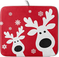 Xmas Dish Drying Mat for Kitchen Counter Cute Reindeer Holiday Snowflake by Unknown