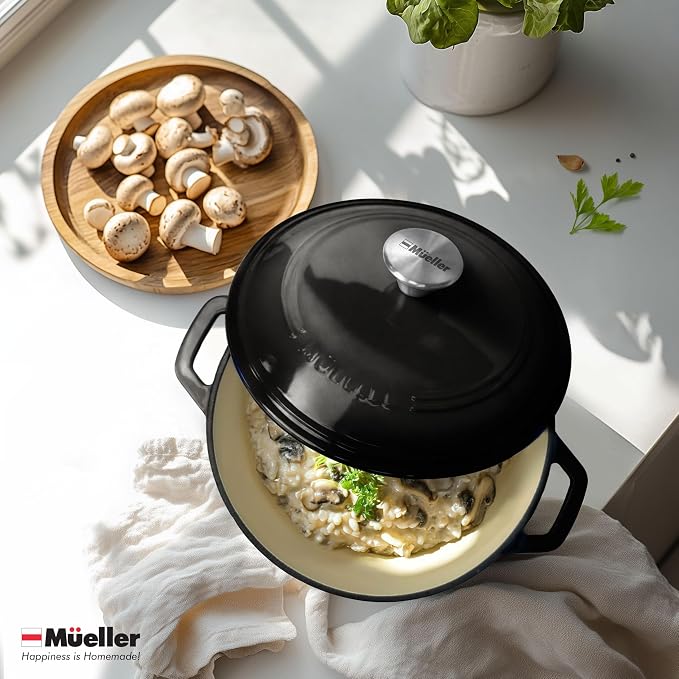 MUELLER HOME 6 Quart Enameled Cast Iron Pot Dutch Oven, Heavy-Duty Oven-Safe up - Image 8