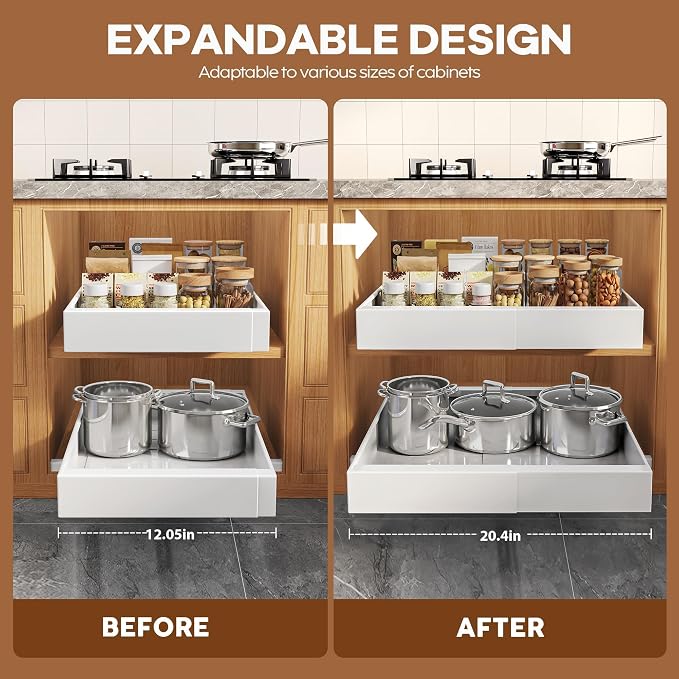Seinloes 2Pack Expandable Pull Out Cabinet Organizer 21"Deep - Image 3
