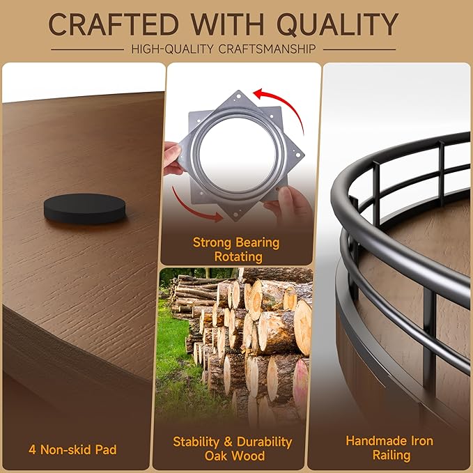 Farmhouse Oak 24" Lazy Susan Turntable Organizer - Image 6