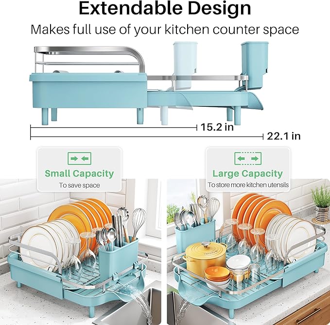 SNTD Dish Drying Rack, Expandable Dish Rack - Image 3