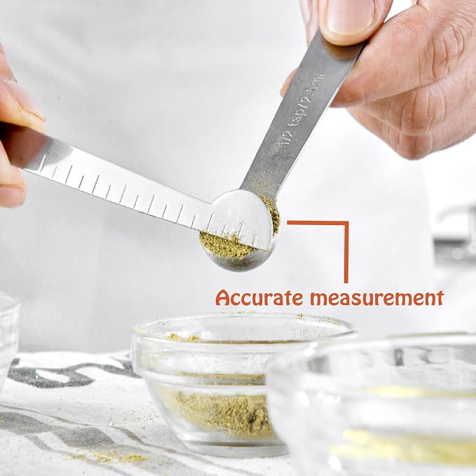 Stainless Steel Measuring Spoons Set, 7 Pieces Kitchen Measuring Sets Gadgets - Image 5